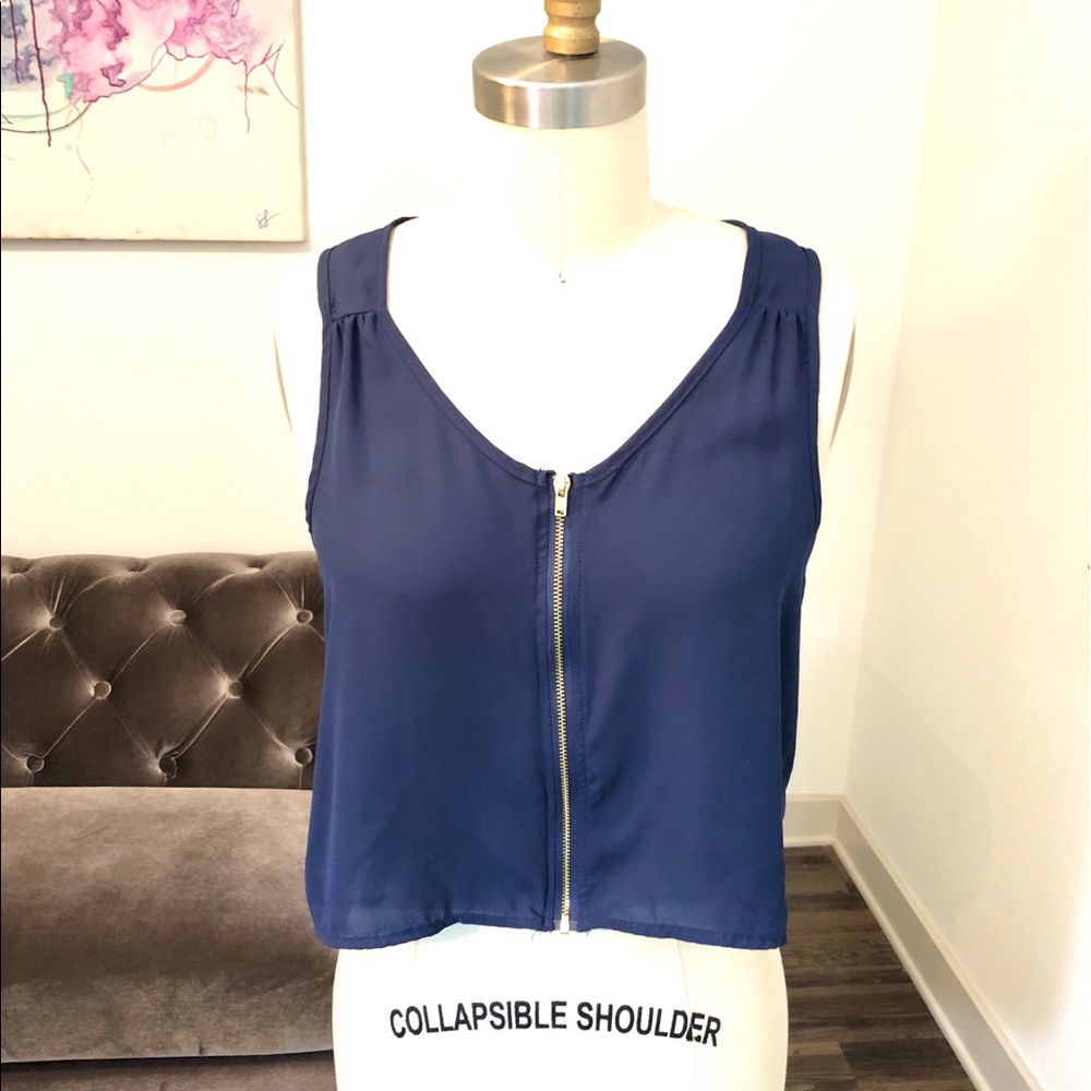Zipper Front Crop Top